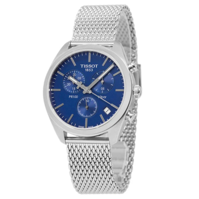 Tissot PR 100 Chronograph Blue Dial Mesh Bracelet Men’s Watch t101.417.11.041.00 -Swiss Factory