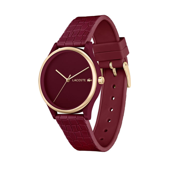 Lacoste Moon Ladies Burgundy Silicone Strap Watch 2001283 - Authentic