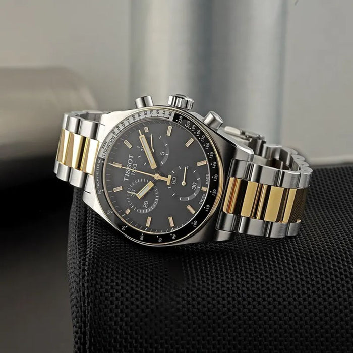 Tissot PRS 516 Chronograph Two-Tone Black Dial – 42MM t149.417.22.051.00 - Swiss Factory
