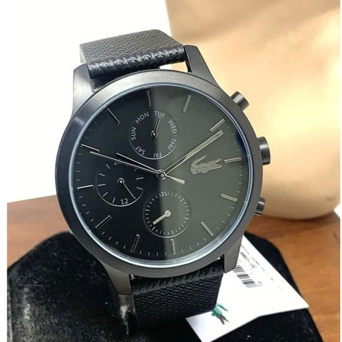 Lacoste Men’s Moon Black Leather Strap Watch 2010997 - Authentic
