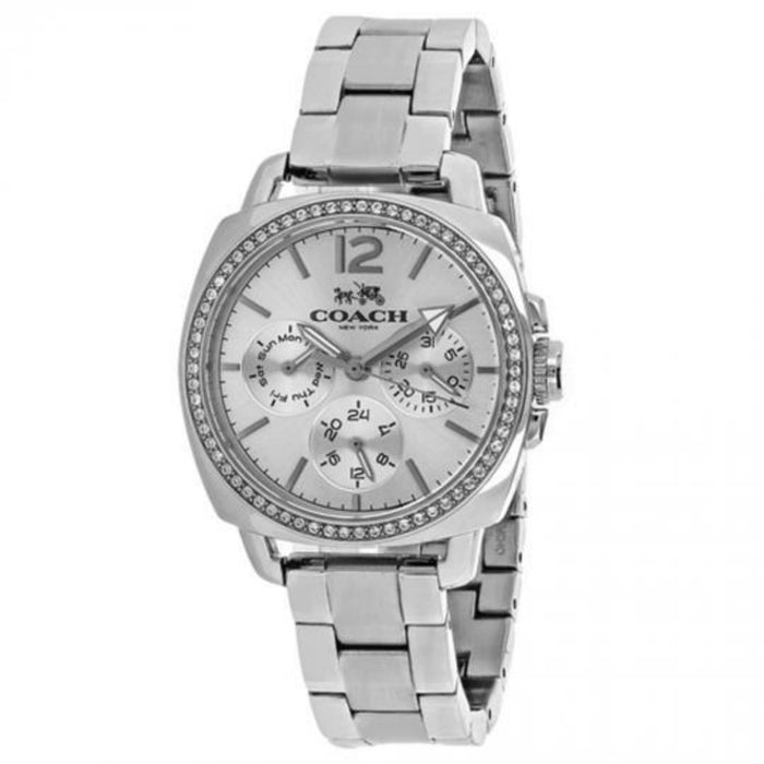 Coach New York Silver Women’s Chronograph Watch – Crystal Bezel & Multi-Function Dial 14502126 - Authentic
