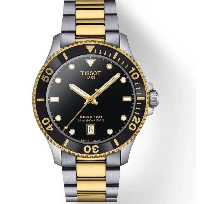Tissot Seastar 1000 – Two Tone Gold & Steel | Black Dial | 300m Diver t120.410.22.051.00 - Authentic