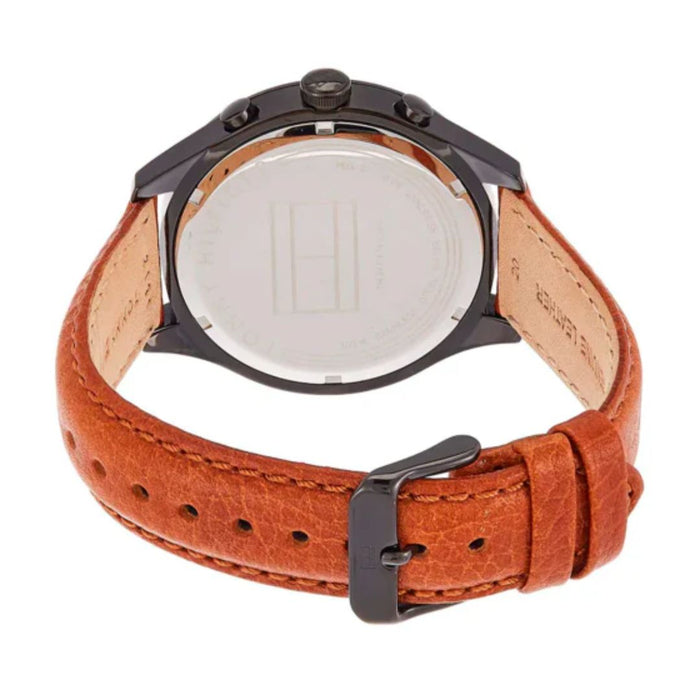 Tommy Hilfiger Chronograph Black Dial Brown Leather Watch for Men 1791470 - Authentic