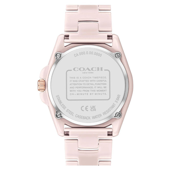 Coach Blush Pink Ceramic Women’s Watch with Rose Gold Accents & Date Display 14503926 - Authentic