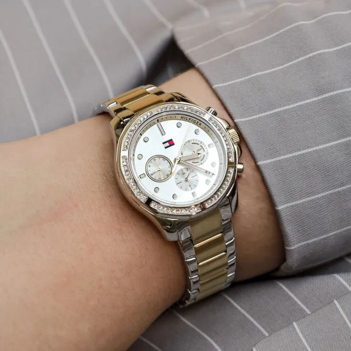 Tommy Hilfiger Two-Tone Chronograph Watch with Crystal Bezel 1782615 - Authentic