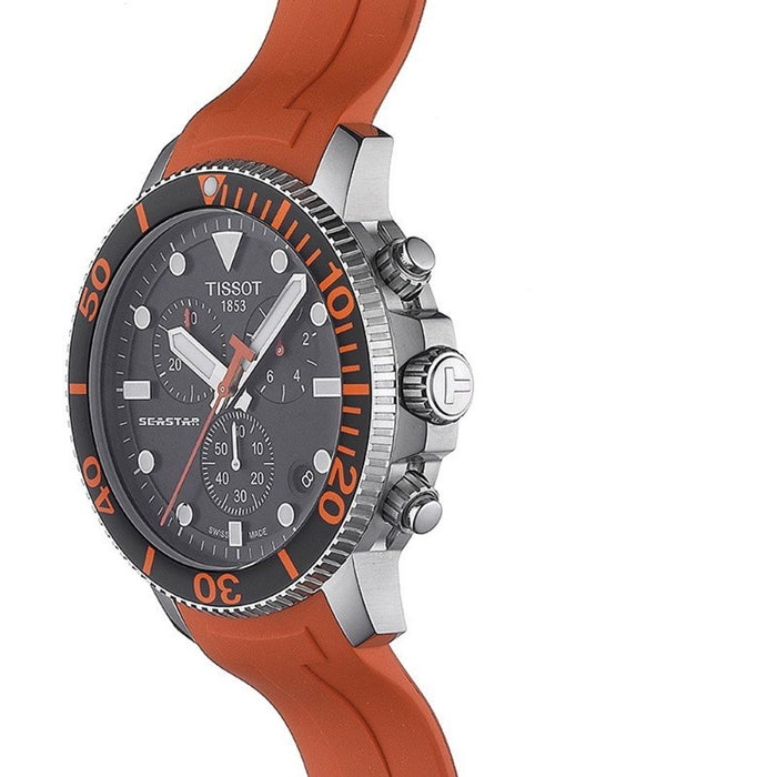 Tissot Seastar 1000 Chronograph Black Dial Orange Rubber Strap t120.417.17.051.01 - Swiss Factory