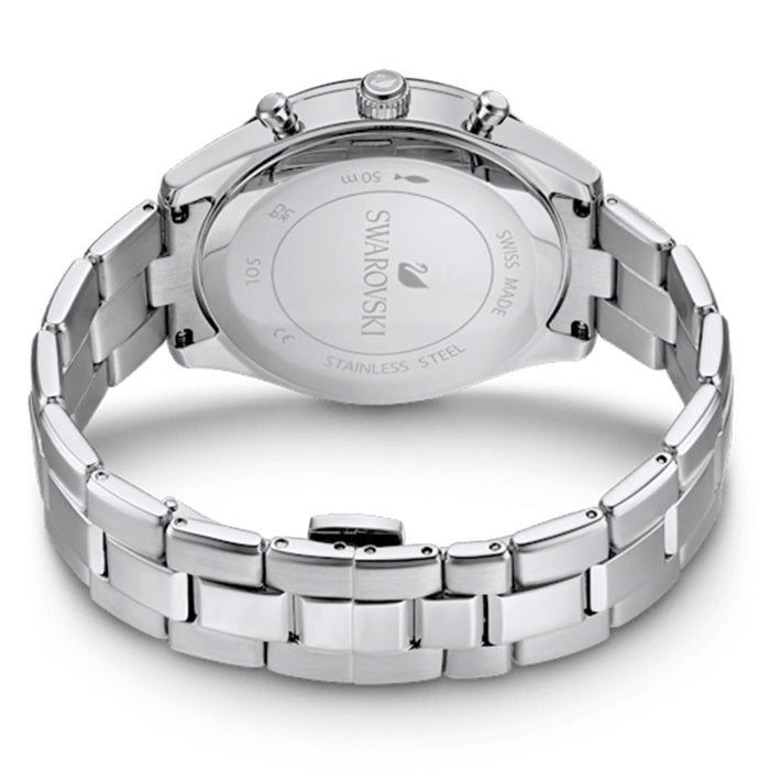 Swarovski Silver Stainless Steel Chronograph Watch with Black Dial 5610520 - Authentic