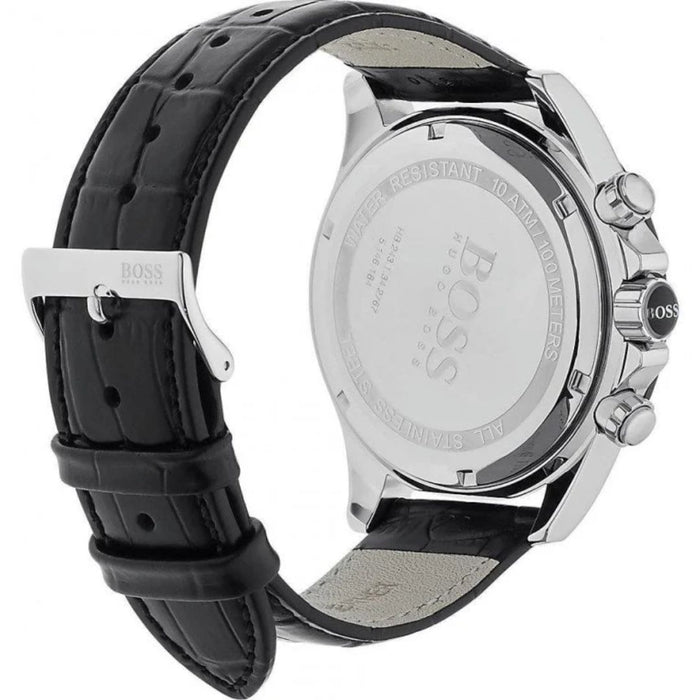 Hugo Boss Grandmaster Chronograph – Black Leather & Steel 1513177 - Authentic