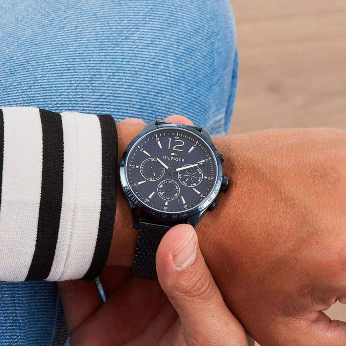 Tommy Hilfiger Men’s Blue Chronograph Watch with Mesh Bracelet 1791471 - Authentic