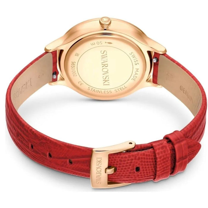 Swarovski Crystalline Aura Women’s Watch – Red Crystal Bezel & Red Leather Strap 5650002 - Authentic