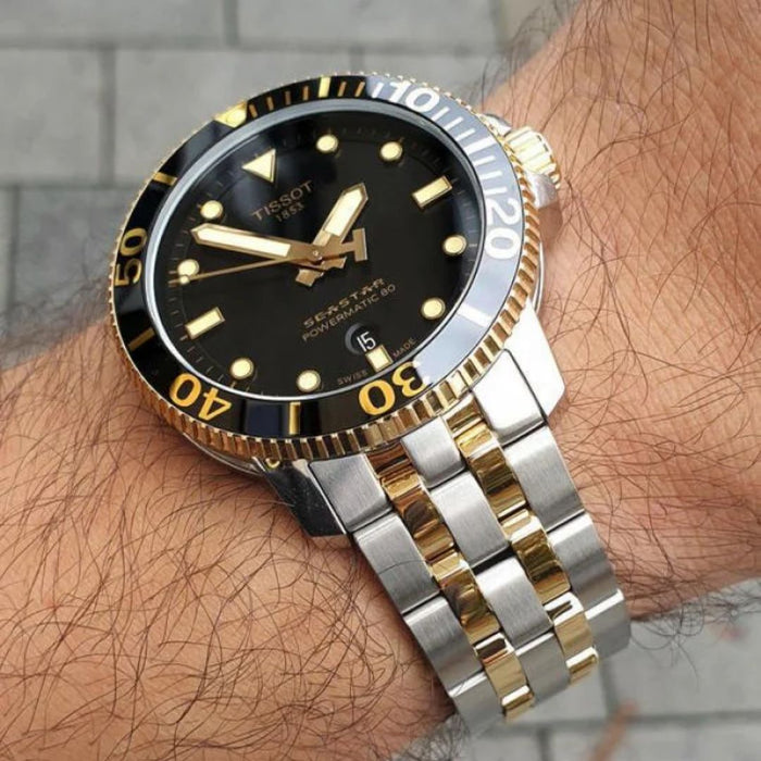 Tissot Seastar 1000 Powermatic 80 Two-Tone Black & Gold Men’s Watch t120.407.22.051.00 - Swiss Factory