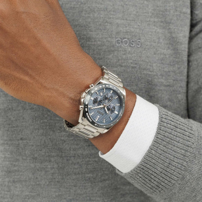 Hugo Boss Blue Dial Chronograph Men’s Watch - Tachymeter - 1514240 - Authentic