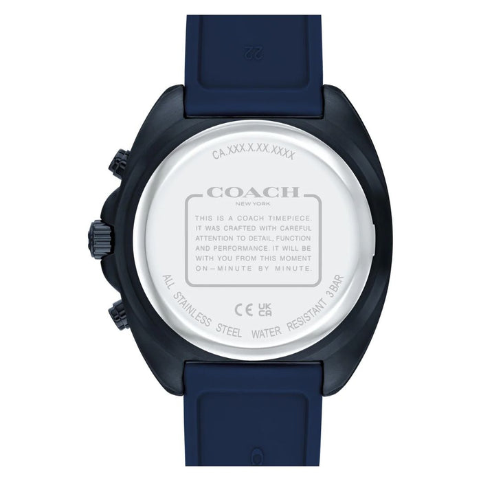 Coach Men’s Chronograph Watch – Navy Silicone Strap, Black Dial 14602706 - Authentic
