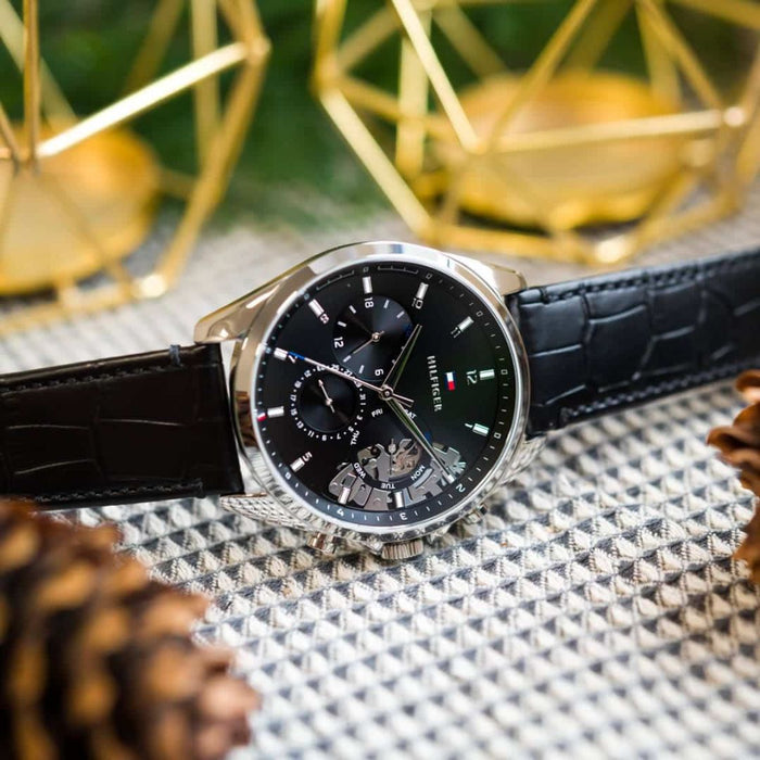 Tommy Hilfiger Men’s Silver & Black Multi-Function Watch 1710449 - Authentic