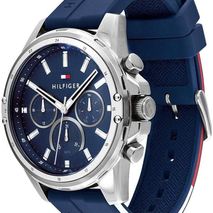 Tommy Hilfiger Men’s Blue Chronograph with Blue Silicone Strap 1791791 - Authentic