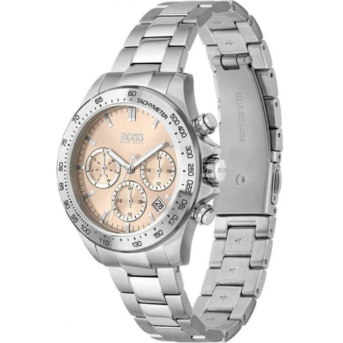 Hugo Boss Silver Chronograph Ladies Watch – Champagne Dial Tachymeter 1502615 - Authentic