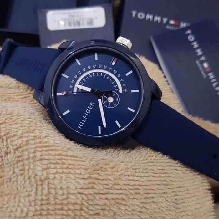 Tommy Hilfiger Men’s Blue Silicone Strap Multifunction Watch 1791482 - Authentic