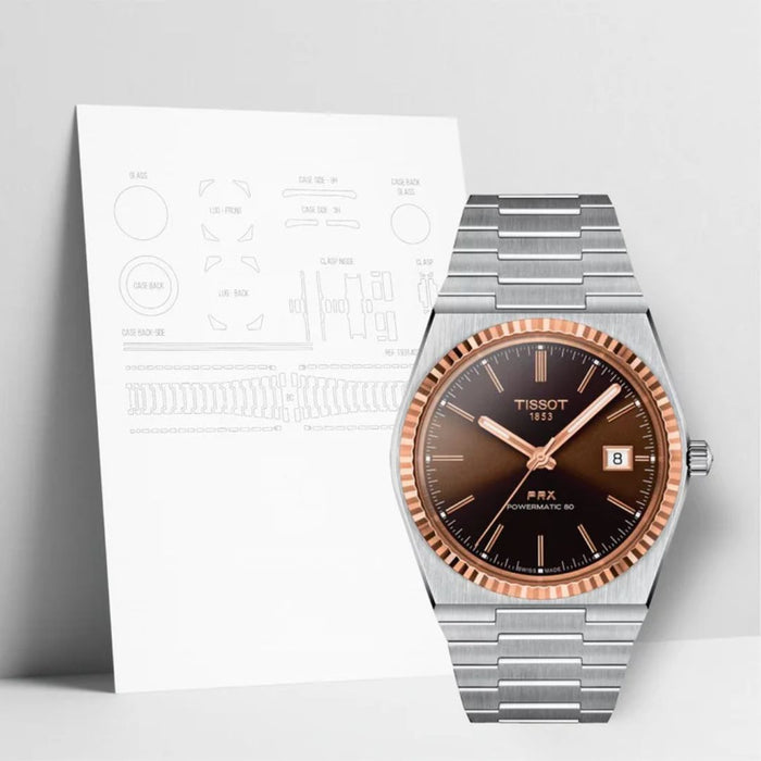Tissot PRX Powermatic 80 – Brown Dial with Rose Gold Bezel | Men's Automatic Watch T931.407.41.291.00 - Swiss Factory