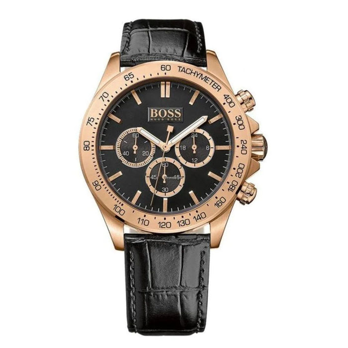 Hugo Boss Men’s Chronograph Tachymeter Watch – Rose Gold Case 1513179 - Authentic