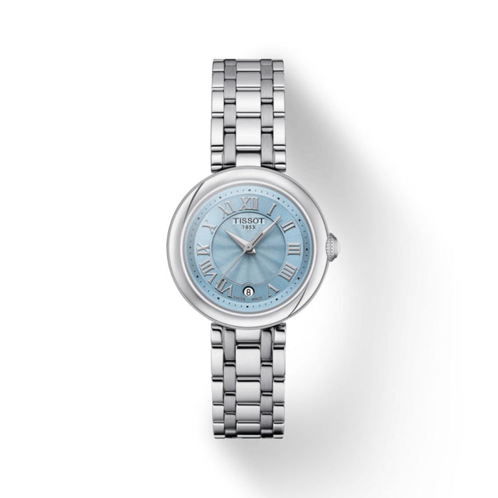 Tissot Flamingo – Ice Blue Dial 26MM | Stainless Steel | Elegant Ladies Watch T126.010.11.113.00 - Authentic