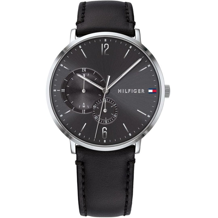 Tommy Hilfiger Minimal Black Dial Leather Strap Watch 1791509 - Authentic