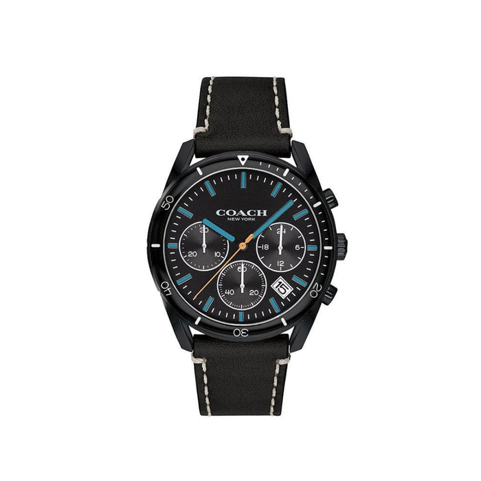 Coach Chronograph Watch – Black Stainless Steel Case & Leather Strap - 14602412 - Authentic
