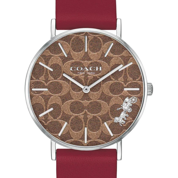 Coach Women’s Signature Watch – Brown Monogram Dial, Silver Case 14503474 - Authentic