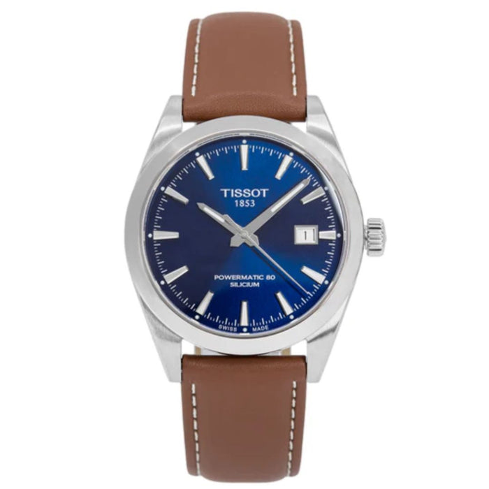 Tissot Gentleman Powermatic 80 Silicium Blue Dial – Brown Leather Strap t127.407.16.041.00 - Authentic