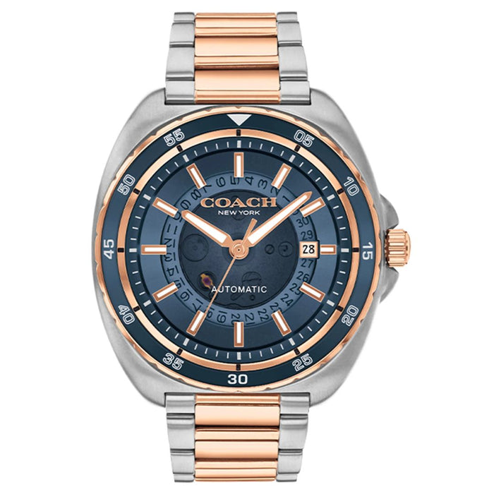 Coach Automatic Two-Tone Stainless Steel Watch – Blue Dial (Rose Gold Accents) 14602729 - Authentic