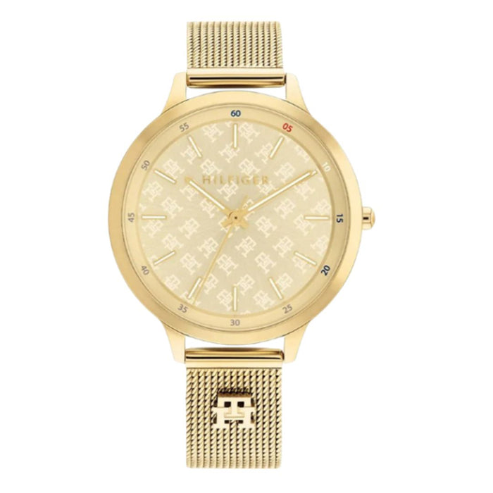 Tommy Hilfiger Women’s Gold Monogram Watch with Mesh Bracelet 1782588 - Authentic