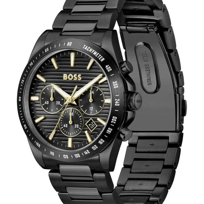 Hugo Boss Black & Gold Chronograph Men’s Watch – Tachymeter 1514291 - Authentic