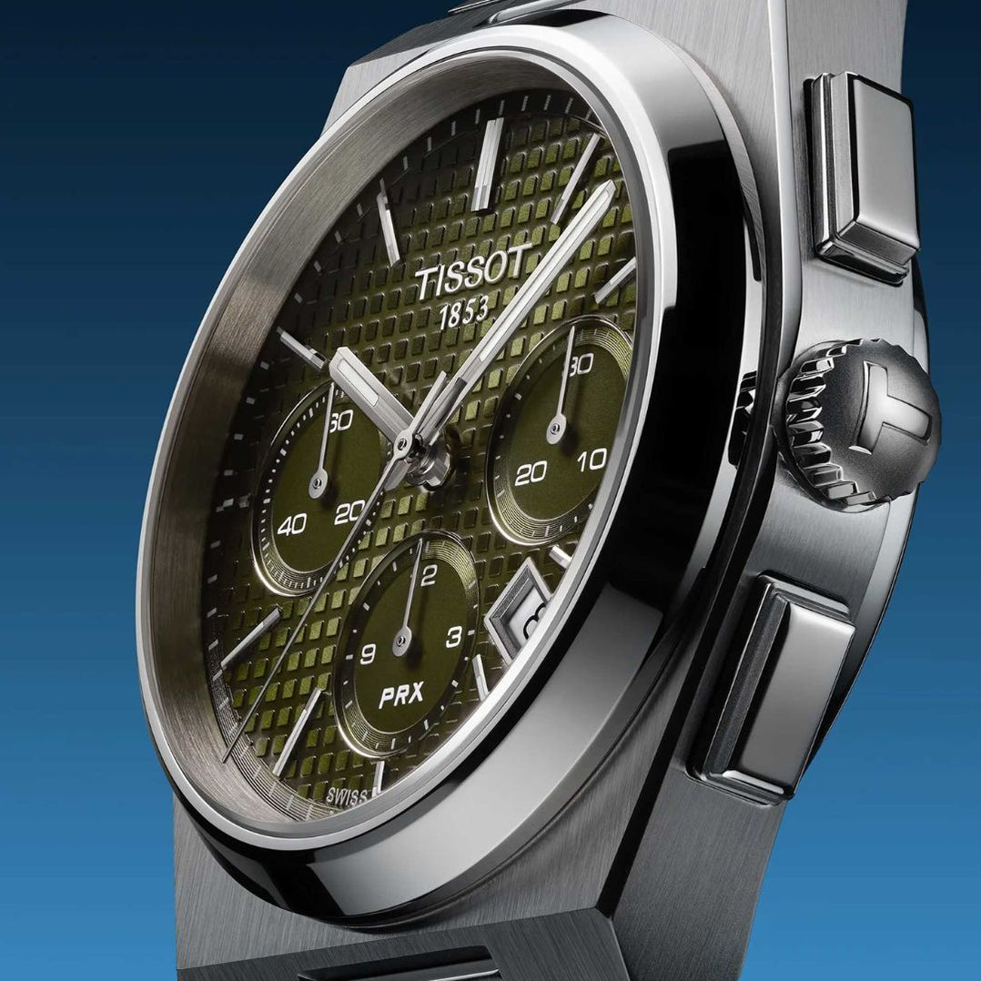 Tissot PRX (42MM) Chronograph Green Dial Stainless Steel Men’s Watch t ...