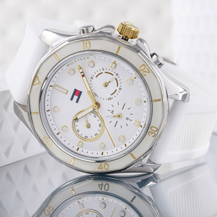Tommy Hilfiger Women’s Chronograph Watch – White & Gold Edition 1782568 - Authentic