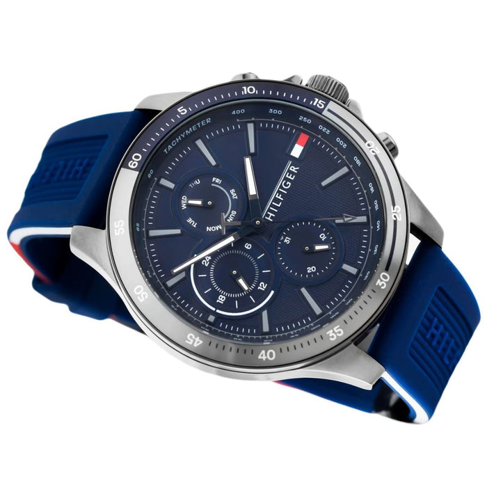 Tommy Hilfiger Men's Blue Multifunction Watch – Silicone Strap - 179121 - Authentic