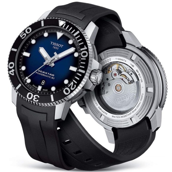 Tissot Seastar 1000 Powermatic 80 Blue Gradient Dial Black Rubber t120.407.17.041.00 - Swiss Factory