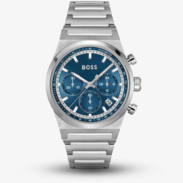 Hugo Boss Candor Chronograph Silver Case & Bracelet with Blue Dial 1514250 - Authentic