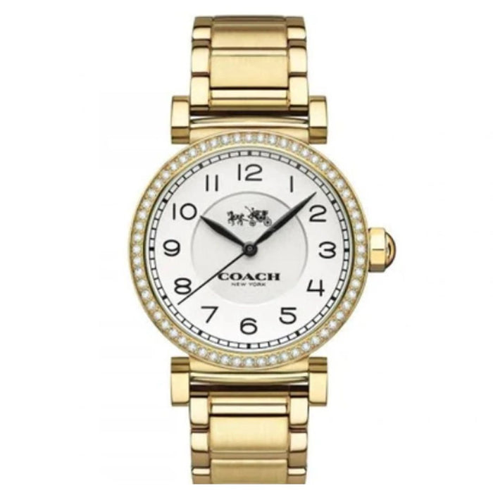Coach Gold-Tone Women’s Watch with White Dial & Crystal Bezel 14502397 - Authentic