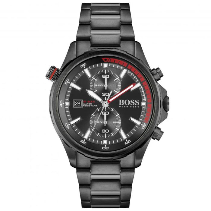 Hugo Boss Hero Sport Chronograph – Black Steel / Red Accents 1513825 - Authentic