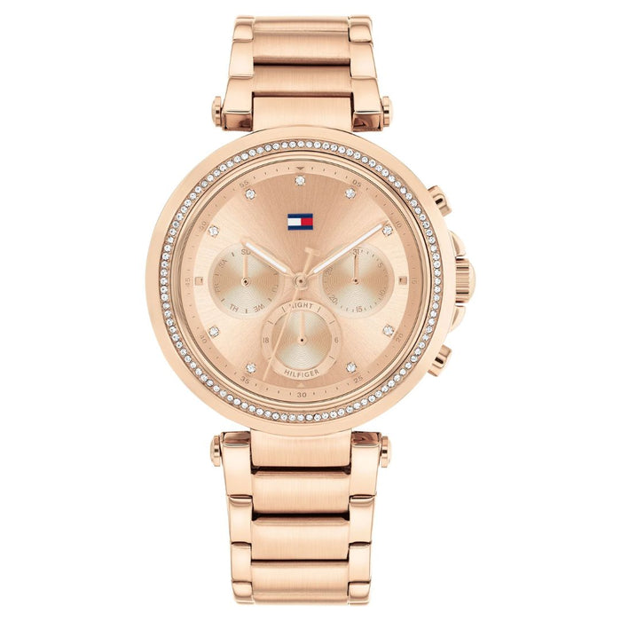 Tommy Hilfiger Women’s Rose Gold Chronograph Watch with Crystal Bezel 1782705 - Authentic
