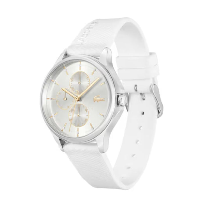 Lacoste Women’s Geneva White Silicone Strap Watch –  rose Gold Accents 2001235