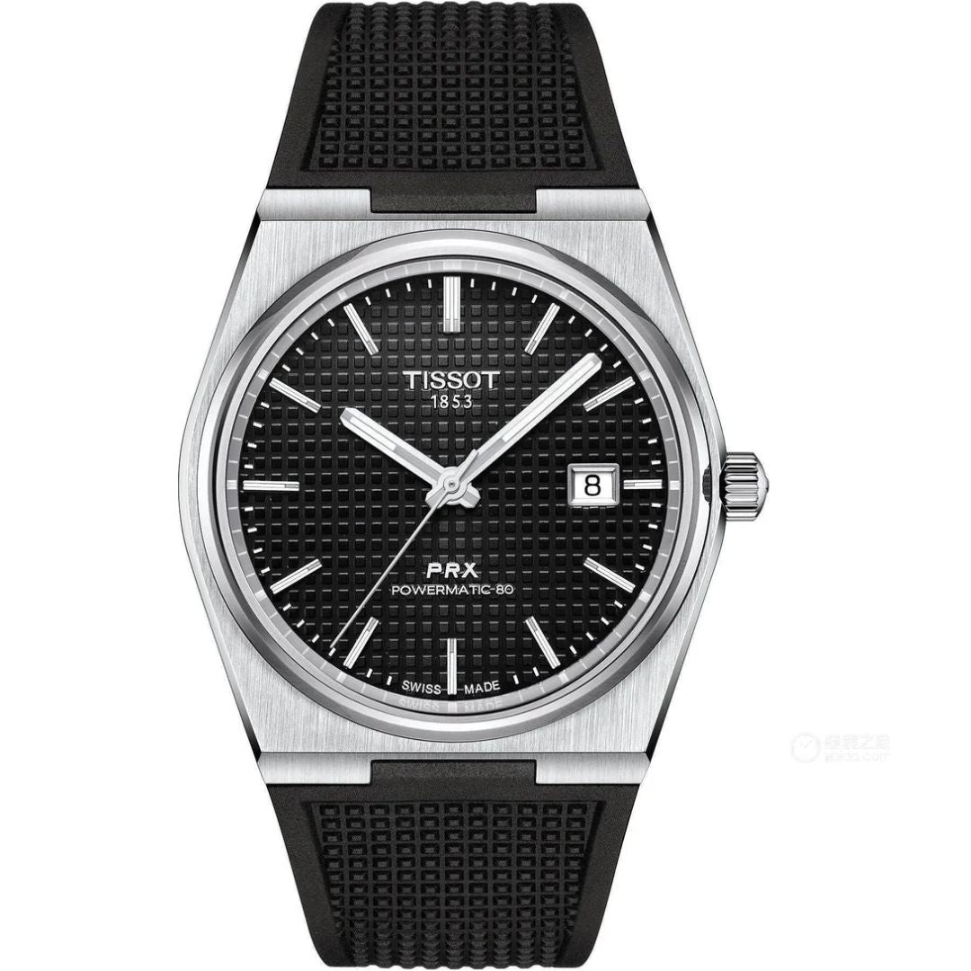 Tissot PRX Powermatic 80 Black Dial – Black Rubber Strap t137.407.17.0 ...