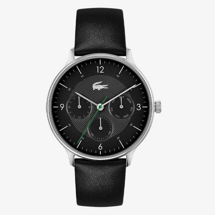 Lacoste Men's Moon Multi Black Leather Strap Watch - 2011139 - Authentic