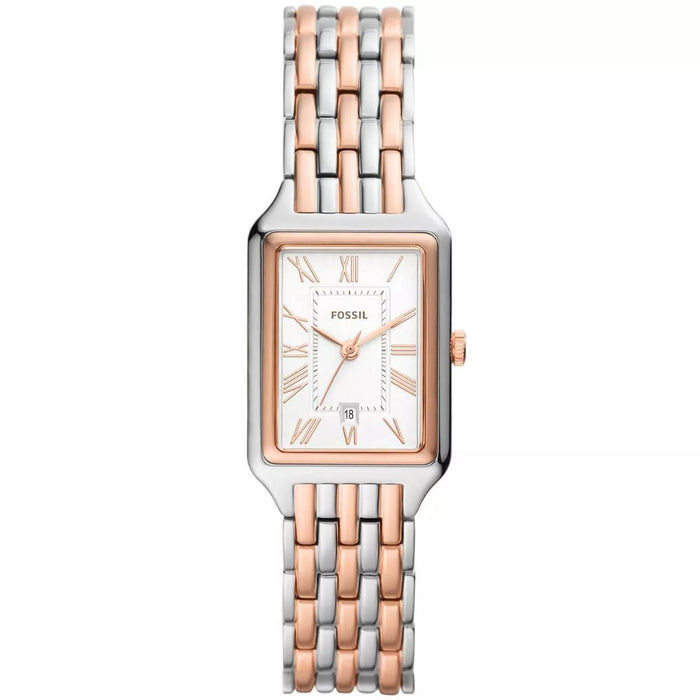 Fossil Raquel Rectangular Two-Tone Rose Gold & Silver Women’s Watch - ES5222 - Authentic