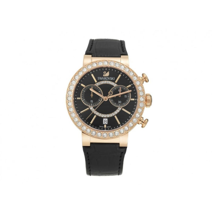 Swarovski Women’s Chronograph Watch – Rose Gold Tone, Black Dial 5055209 - Authentic
