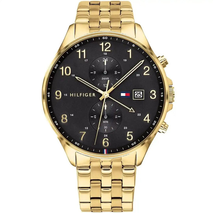 Tommy Hilfiger Men’s Gold Chronograph Watch with Black Dial 1791708 - Authentic