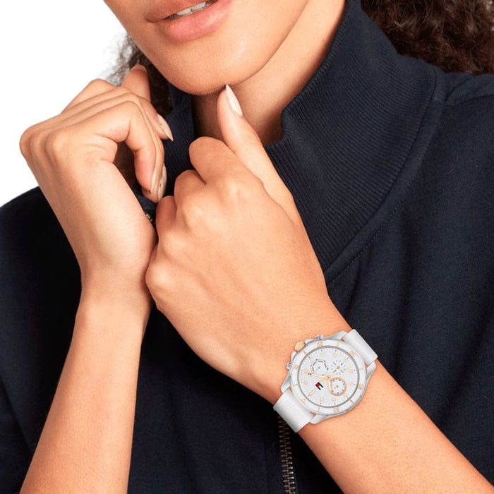 Tommy Hilfiger Women’s Chronograph Watch – White & Gold Edition 1782568 - Authentic