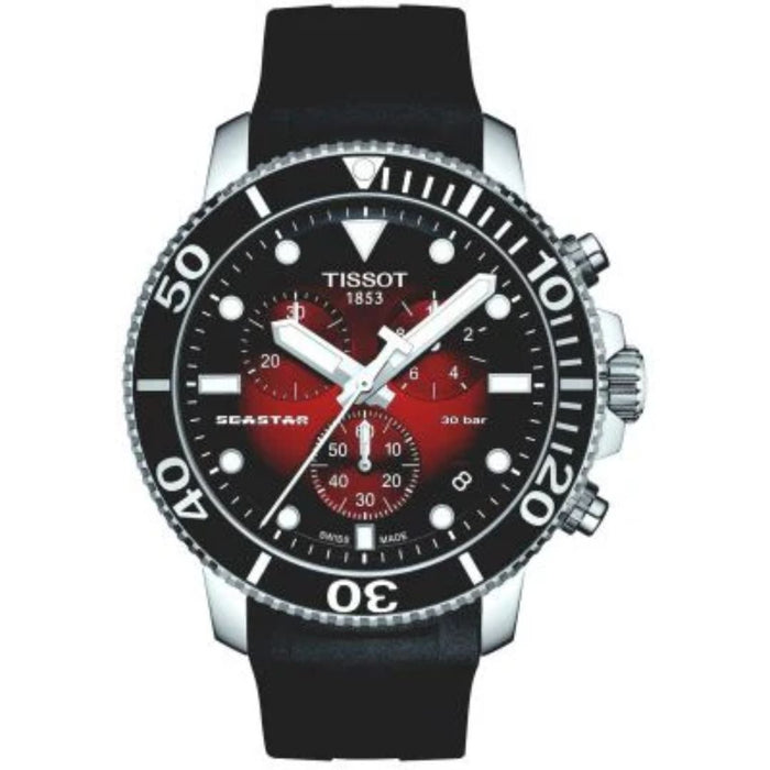 Tissot Seastar 1000 Chronograph Red Gradient Dial Black Rubber Strap t120.417.17.421.00 - Swiss Factory