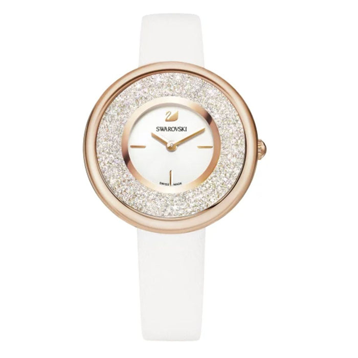 Swarovski Crystalline Pure Rose Gold White Leather Watch - 5376083 - Authentic