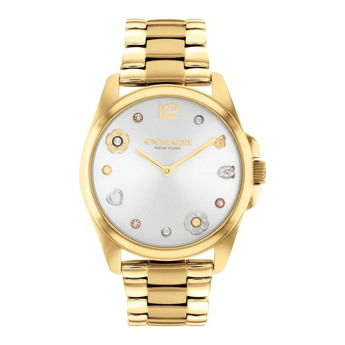 Coach New York Gold Women’s Watch – Decorative Dial & Stainless Steel Bracelet 14504022 - Authentic