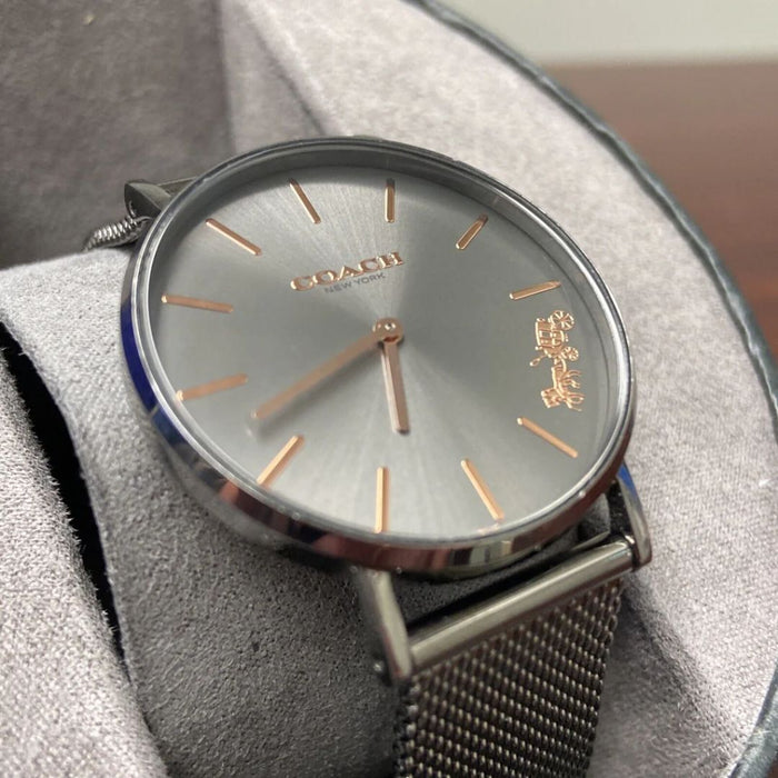 Coach New York Women’s Stainless Steel Mesh Watch – Gunmetal Dial 14503127 - Authentic